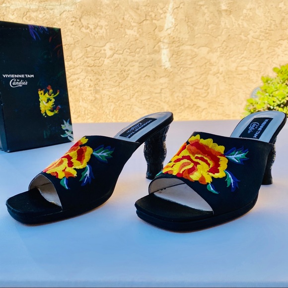 Vivienne Tam Shoes - Vivienne Tam For Candies Embroidered Satin Heels